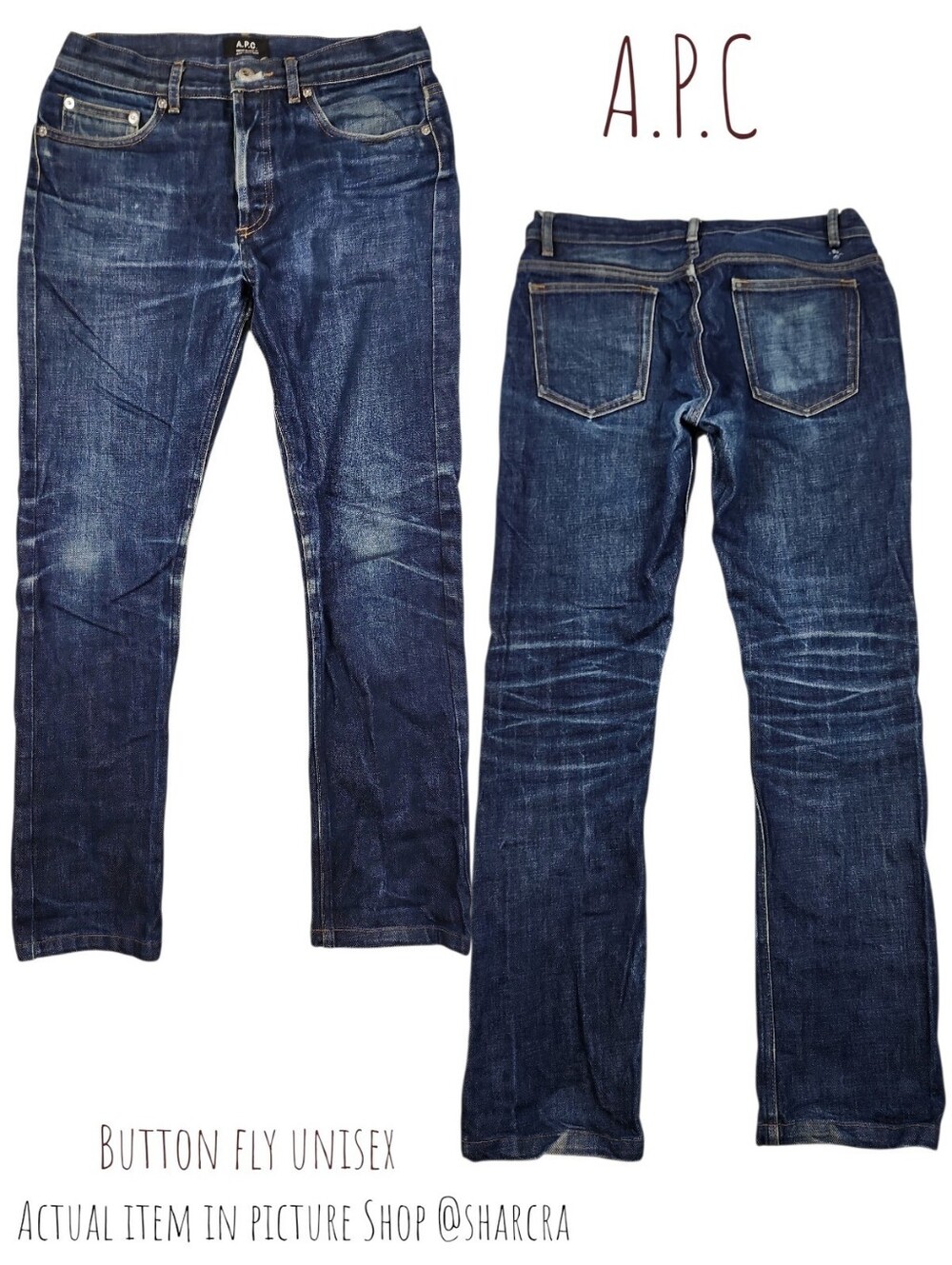 A.P.C. Women's New Cure H jean Tres Etroit Dark Slim Straight Leg Denim Jeans 26
